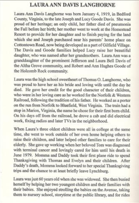 Laura Ann Davis Langhorne-obituary