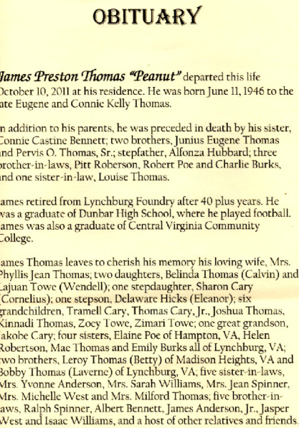 James Preston "Peanut" Thomas DHS-'64-obituary