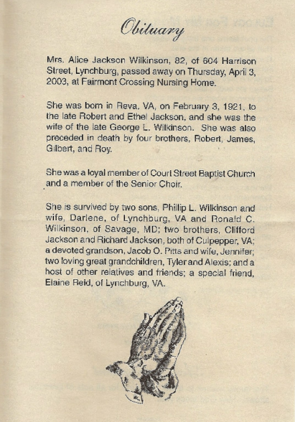 Alice Jackson Wilkerson-obituary