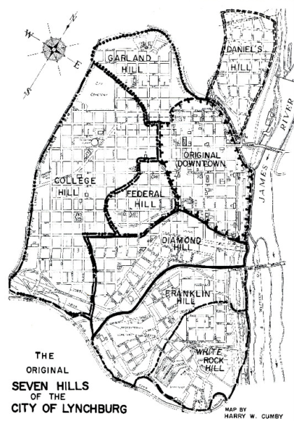 Map of the Original Lynchburg 7 hills!