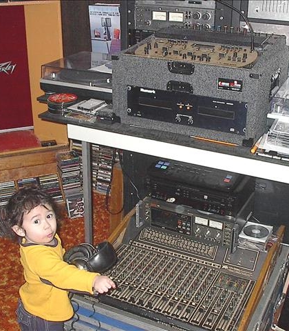 Mixing in Dad's studio!