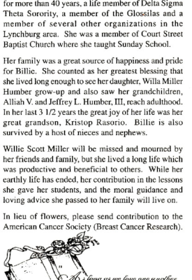 Willie Scott Miller-obituary pt II