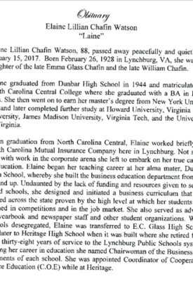 Elaine Lillian Chafin Watson DHS-'44-obituary