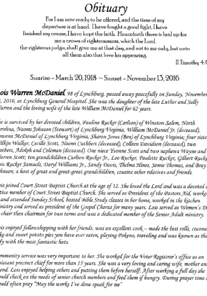 Lois Warren McDaniel-obituary