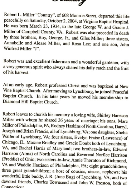 Robert L. "Country" Miller-obituary