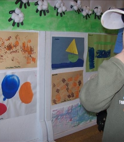 Jarred, displaying his art!