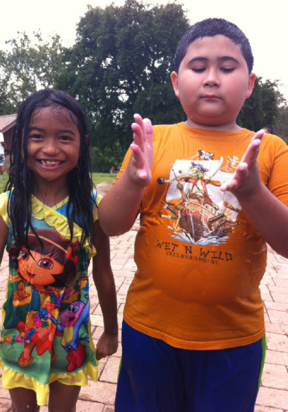 Jarred and cousin Lyka, enjoying the waterpark at Riverside Park!