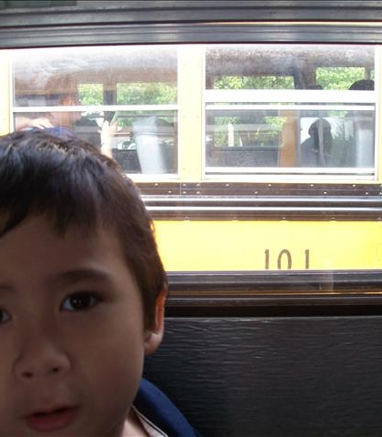 Jarred's first time on the bus!