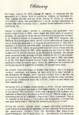 The Honorable George W. Harris-obituary