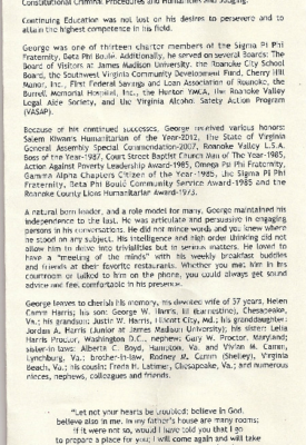 The Honorable George W. Harris-obituary pt. II