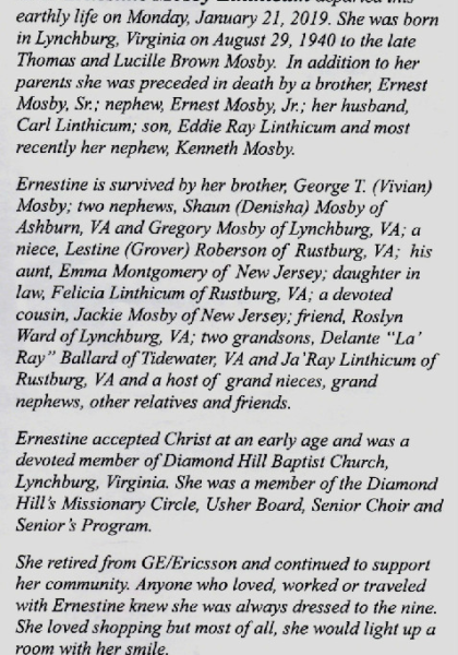 Ernestine Mosby Linthicum-obituary