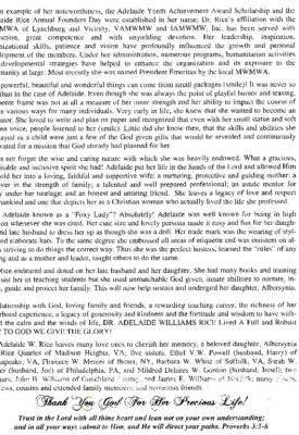 Dr. Adelaide W. Rice-obituary Pt. II