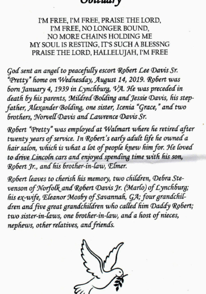 Robert "Pretty" Lee Davis Sr. DHS-'57-obituary