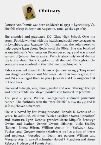 Patricia Ann Dennis-ECG-'71-obituary