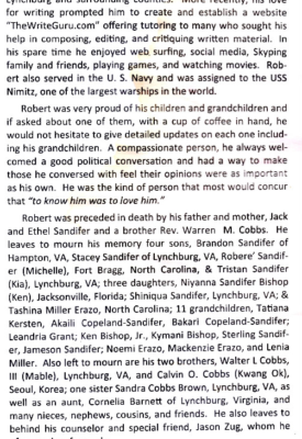 Robert Major Sanfifer-obituary pt II