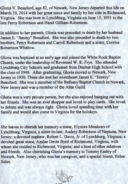 Gloria V. Beauford-obituary