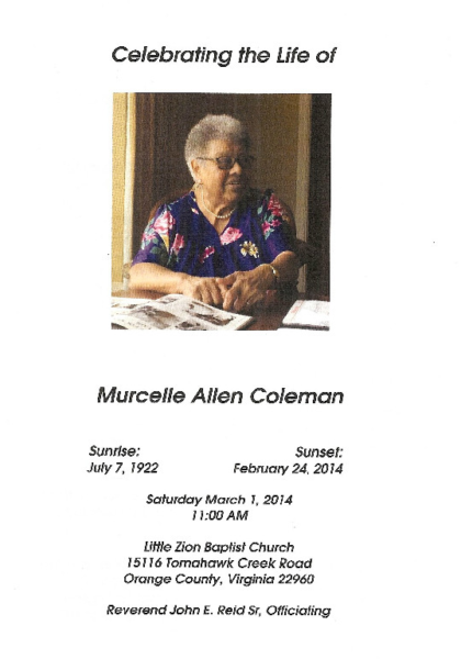 Murcelle Allen Jones-Coleman (my Aunt)