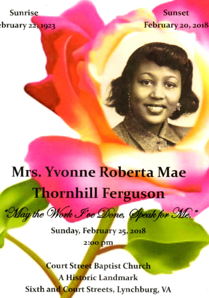 Yvonne Thornhill Ferguson DHS-'40