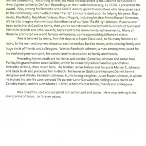Wesley Randolph "Parrty" Johnson-obituary part II