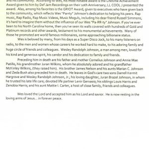Wesley Randolph "Parrty" Johnson-obituary part II