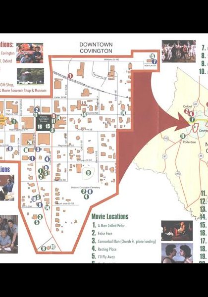 You can get a flyer/map at the Visitor Center, located at 2101 Clark St. in Covington, for filming locations! You can get a flyer/map at the Visitor Center, located at 2101 Clark St. in Covington, for filming locations!