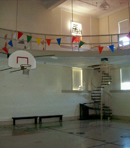 The gym! Remember playing sideline basketball?
