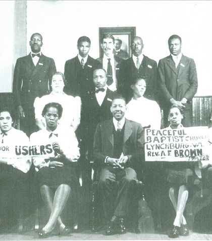 Here is an old picture of Peaceful Baptist Church when it was on Pierce St! Somebody help me out with some names.....Rev. Brown & Mr. Mundy so far...