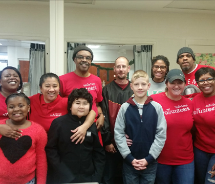 Christmas morning 2016, Wells Fargo at the Salvation Army serving breakfast!