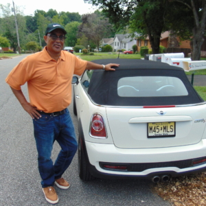 Ronnie Williams, in from Jersey, in his Mini Cooper!