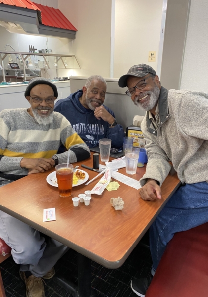 May 2023, MadLad, William "Tommy" Green, Rabbi Hubbard, having a breakfast buffett!