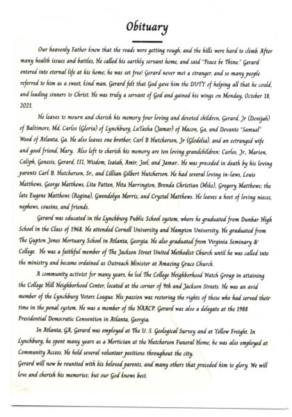 Gerard G. Hutcherson DHS-'68. Gerard G. Hutcherson-obituary!