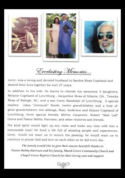 Rev. Leroy Ford Copeland-obituary pt2! Rev. Leroy Ford Copeland-obituary pt2!