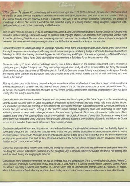 Gloria H. Lewis-obituary Gloria H. Lewis-obituary