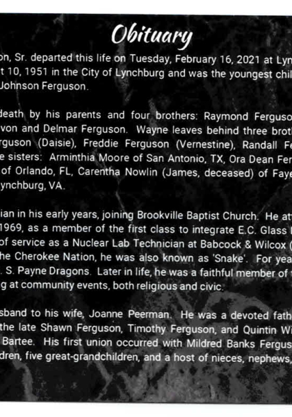 Wayne B. Ferguson Sr. DHS-'69!-obituary