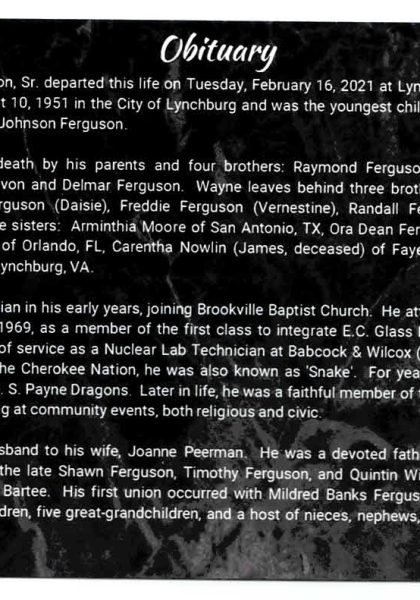 Wayne B. Ferguson Sr. DHS-'69!-obituary
