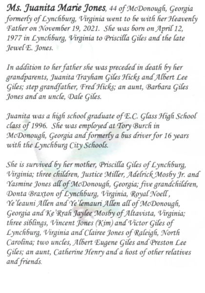 Juanita Marie Jones ECG-'96-obituary Juanita Marie Jones ECG-'96-obituary