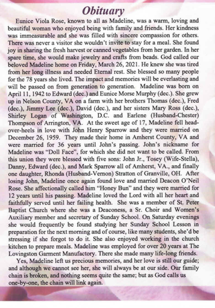 Eunice Viola Rose "Madeline" Sparrow-obituary