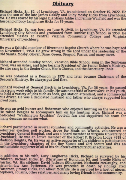 Richard Hicks Sr.-obituary