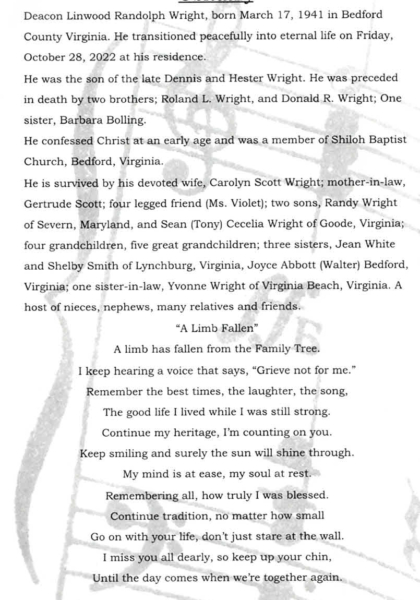 Linwood Randolph Wright-obituary