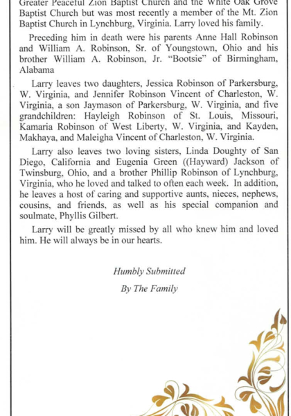 Larry Demetrius Robinson-obituary part II