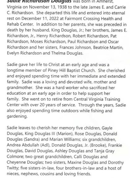 Sadie Richardson Douglas-obituary
