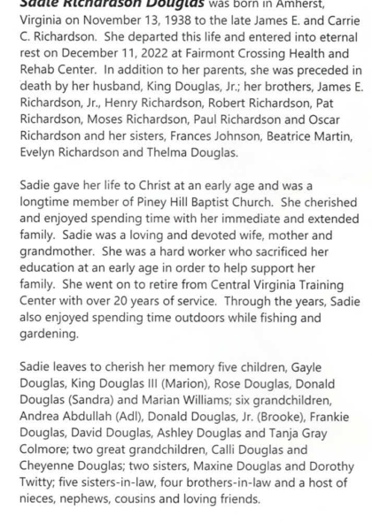 Sadie Richardson Douglas-obituary