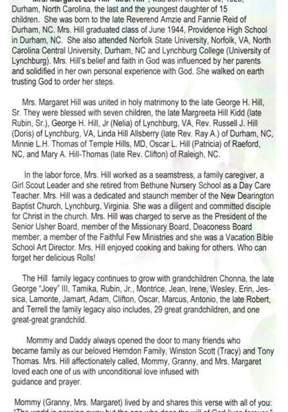 Margaret Lee Hill-obituary