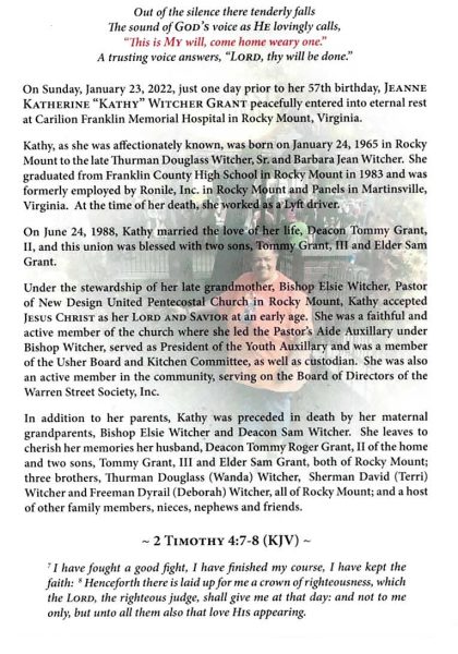 Jeanne Katherine "Kathy" Witcher Grant-obituary Jeanne Katherine "Kathy" Witcher Grant-obituary