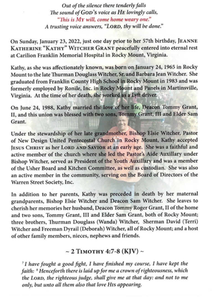 Jeanne Katherine "Kathy" Witcher Grant-obituary Jeanne Katherine "Kathy" Witcher Grant-obituary
