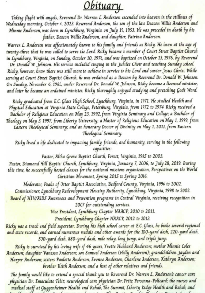 Rev. Dr. Warren Anderson-obituary