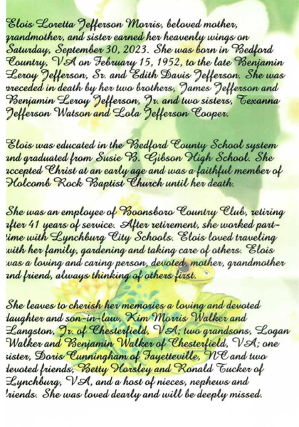 Elois Loretta Jefferson Morris-obituary