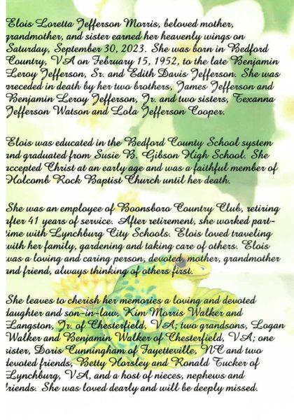 Elois Loretta Jefferson Morris-obituary