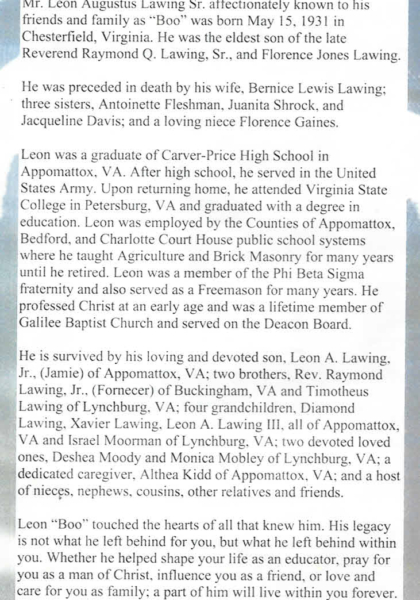 Deacon Leon Augustus Lawing Sr.-obituary