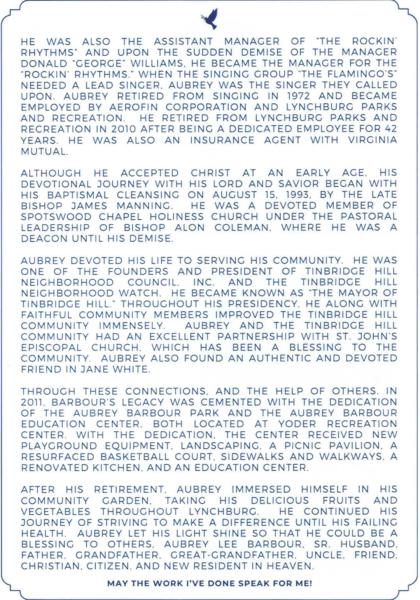 Deacon Aubrey Lee Barbour Sr.-obituary pt. II